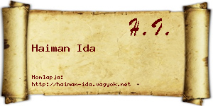 Haiman Ida névjegykártya